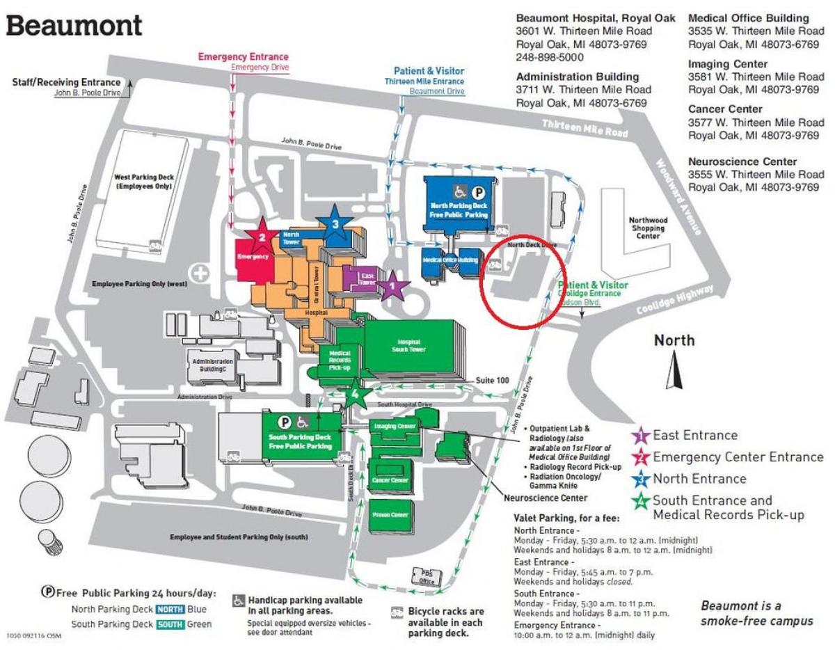 نقشه بیمارستان Beaumont
