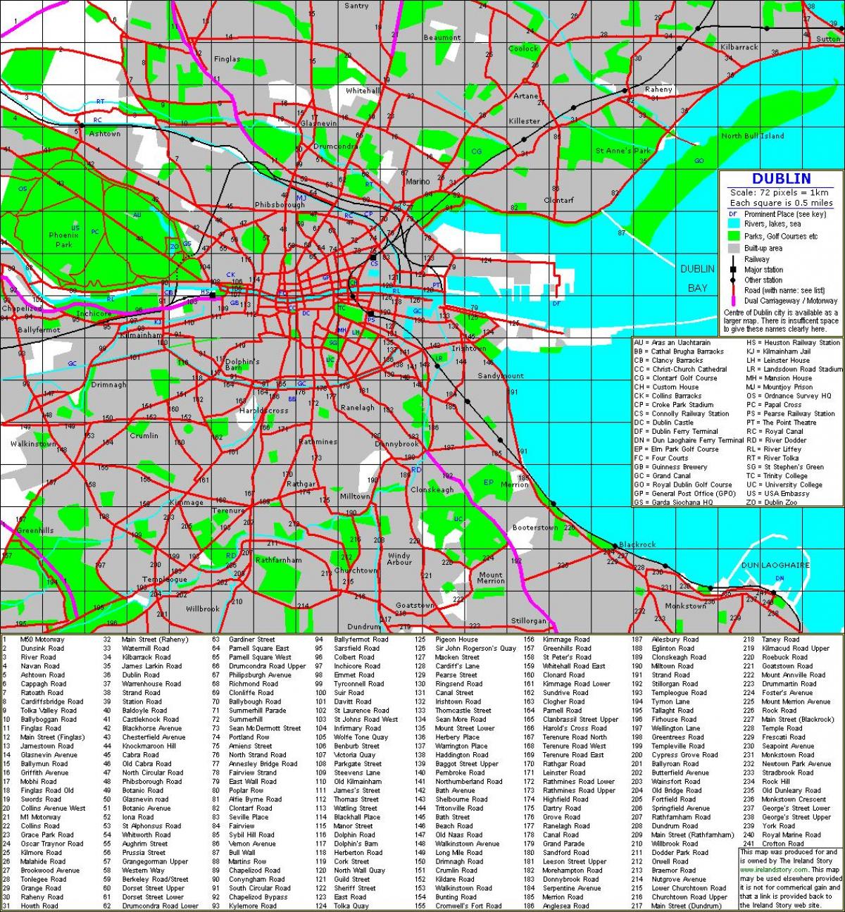 نقشه خیابان های دوبلین