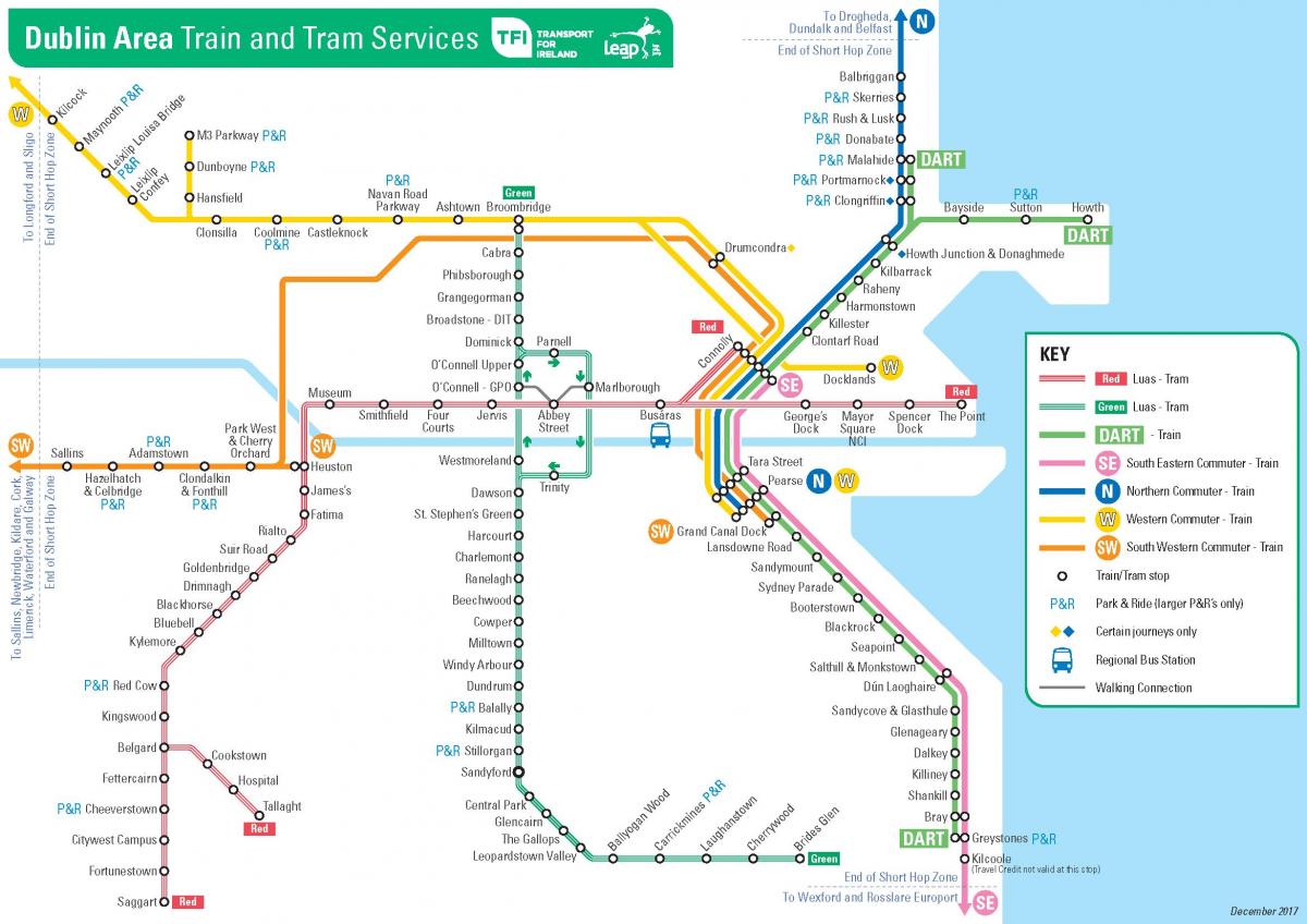 نقشه دوبلین ایستگاه های قطار