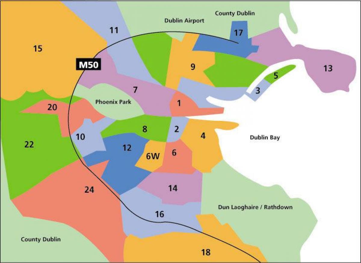 نقشه دوبلین مناطق