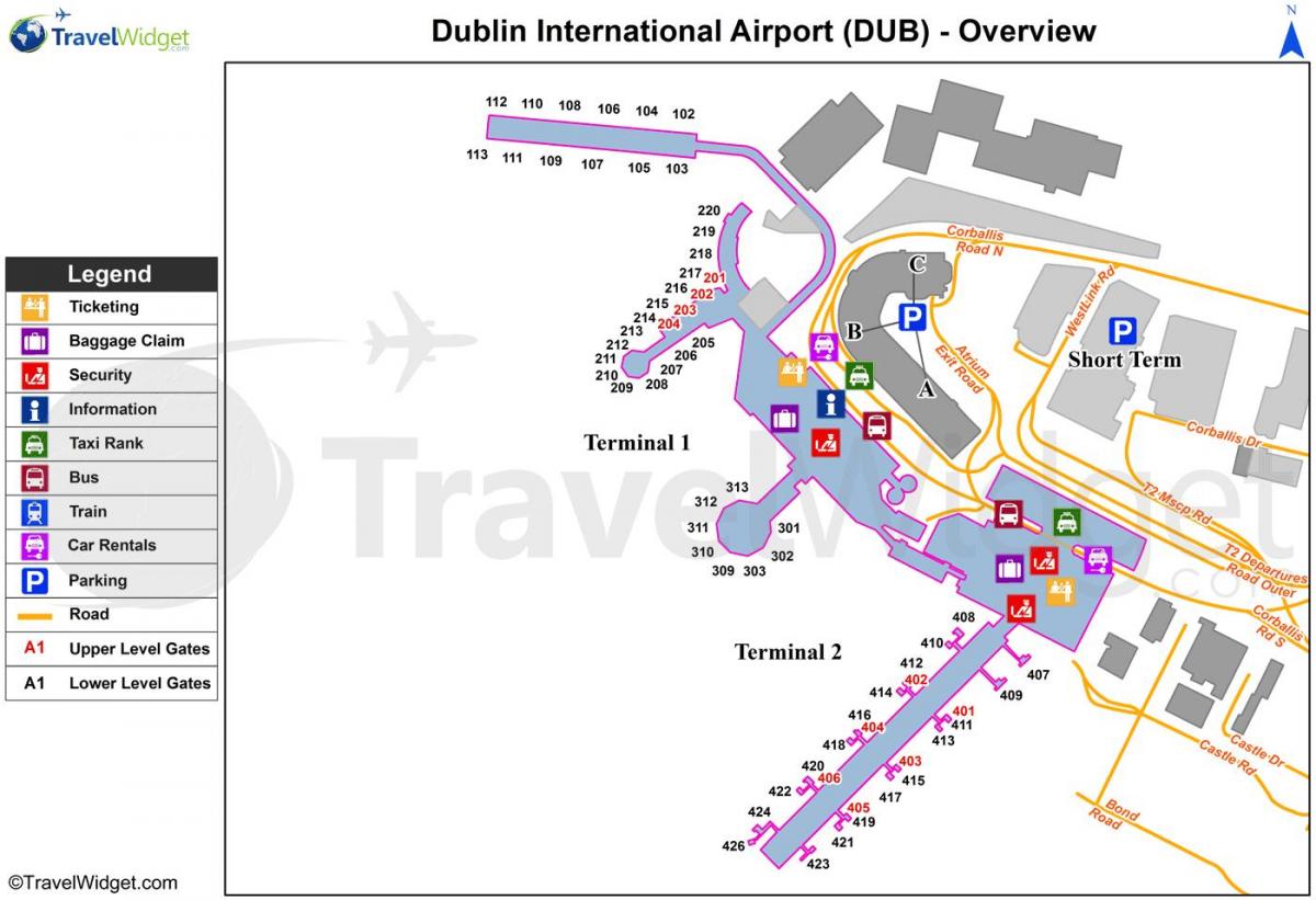 فرودگاه دوبلین ماشین پارک نقشه